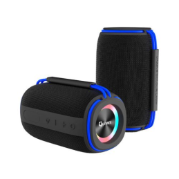 Caixa de Som Bluetooth 5.3 Qcharx Flow de 15W, Preta com Alça Azul
