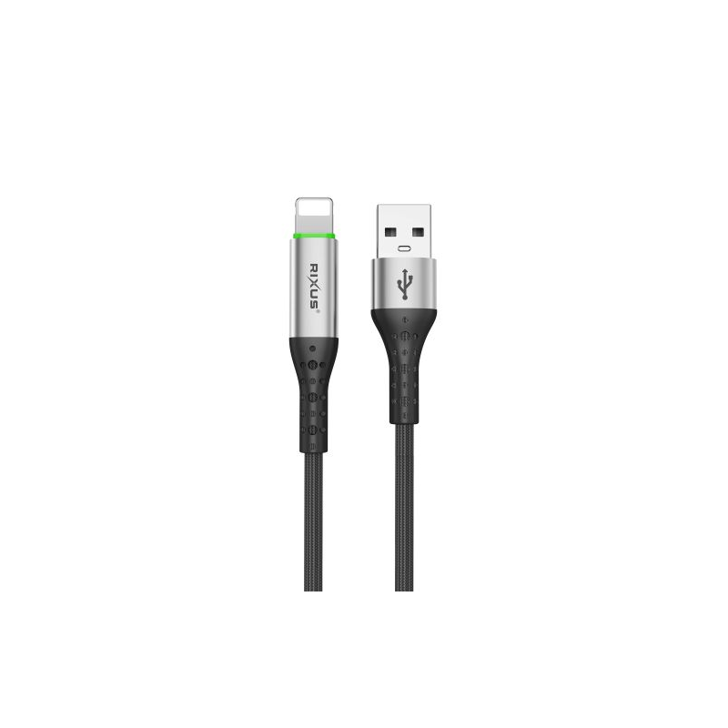 Cabo Rixus RXUC22AL com desconexão automática USB-A para Lightning, cor preta