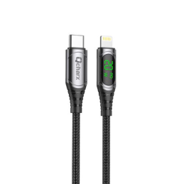 Qcharx Mallorca cabo Tipo C p/ Lightning 3A 20W (1 m) proteção de liga de alumínio + display lcd