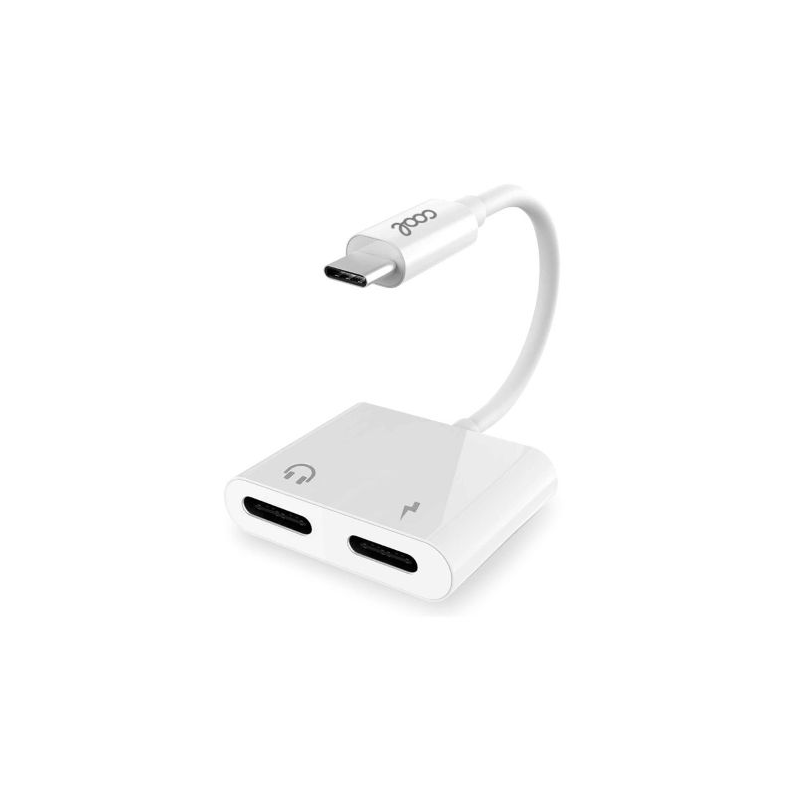 Adaptador Dual USB Tipo C (Auriculares + Carga) Digital COOL - Branco