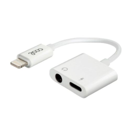 Adaptador Dual Jack 3.5mm + Carga Lightning COOL - Branco