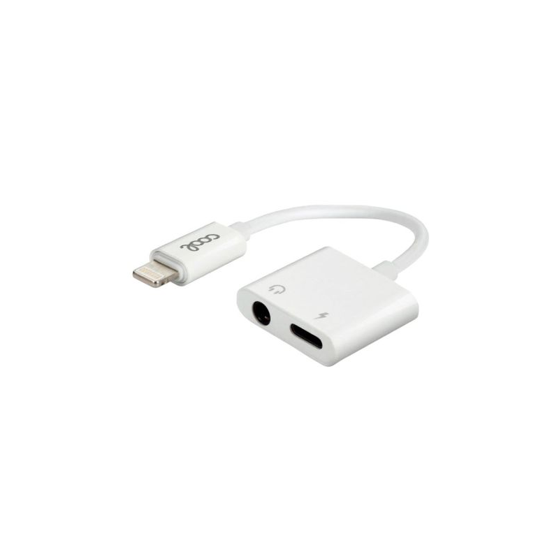 Adaptador Dual Jack 3.5mm + Carga Lightning COOL - Branco