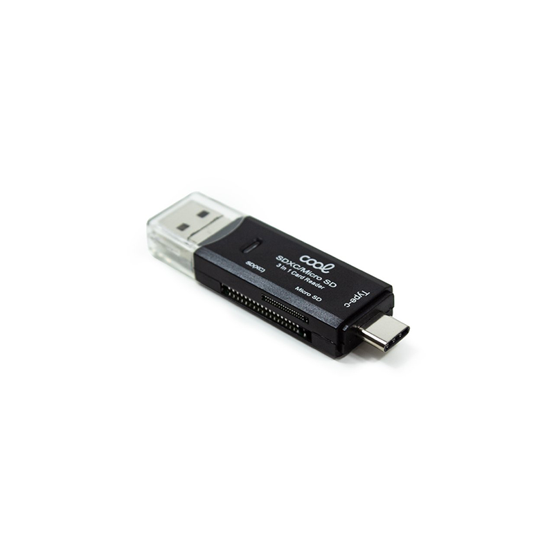 Leitor Cartões de Memoria Universal COOL 3 em 1 (Tipo-C / Micro-USB / USB)
