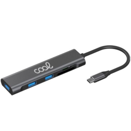 Hub Tipo-C Universal COOL 5 em 1 Aluminio (3 x USB 3.0 + SD + Micro SD)