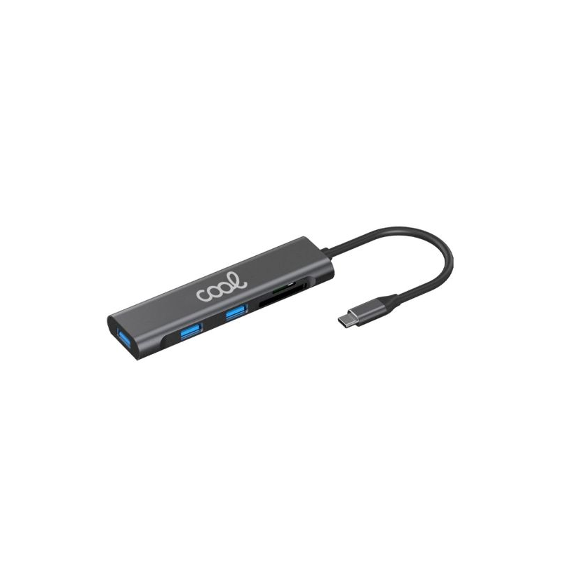 Hub Tipo-C Universal COOL 5 em 1 Aluminio (3 x USB 3.0 + SD + Micro SD)