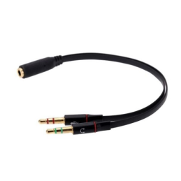 Cabo Jack 3.5mm Macho -  2X 3.5mm Fêmea (20cm)