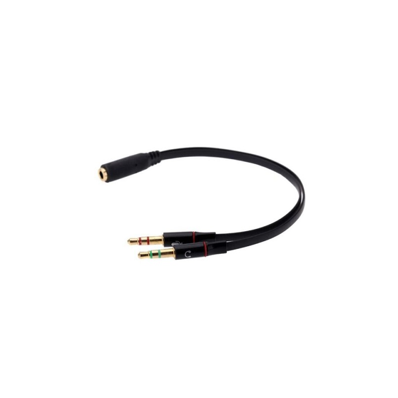Cabo Jack 3.5mm Macho -  2X 3.5mm Fêmea (20cm)