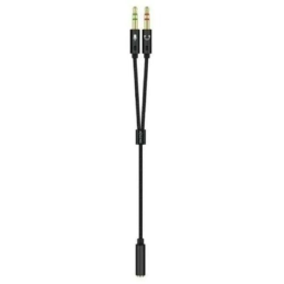 Adaptador Aisens A128-0418/ Jack 3.5 Fêmea - 2 x Jack 3.5 Macho 25cm - Preto