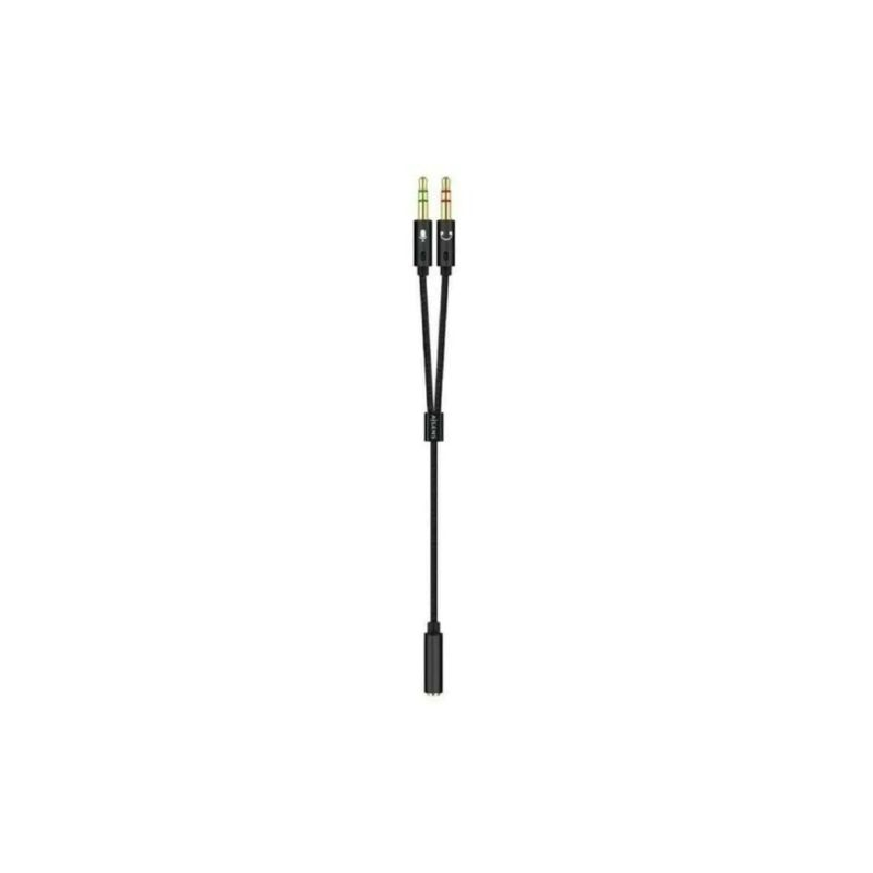 Adaptador Aisens A128-0418/ Jack 3.5 Fêmea - 2 x Jack 3.5 Macho 25cm - Preto