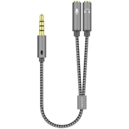Adaptador Aisens Jack 3.5 Fêmea - 2 x Jack 3.5 Macho 25cm - Cinza