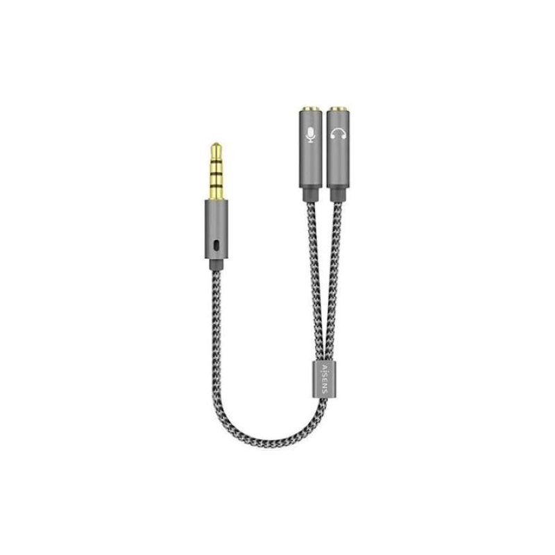 Adaptador Aisens Jack 3.5 Fêmea - 2 x Jack 3.5 Macho 25cm - Cinza