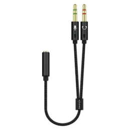 Adaptador Aisens Jack 3.5 Macho - 2 x Jack 3.5 Fêmea 25cm - Preto