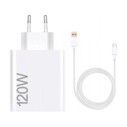 Xiaomi Hypercharger Combo Carregador Porta USB 120W + Cabo USB Tipo C branco original