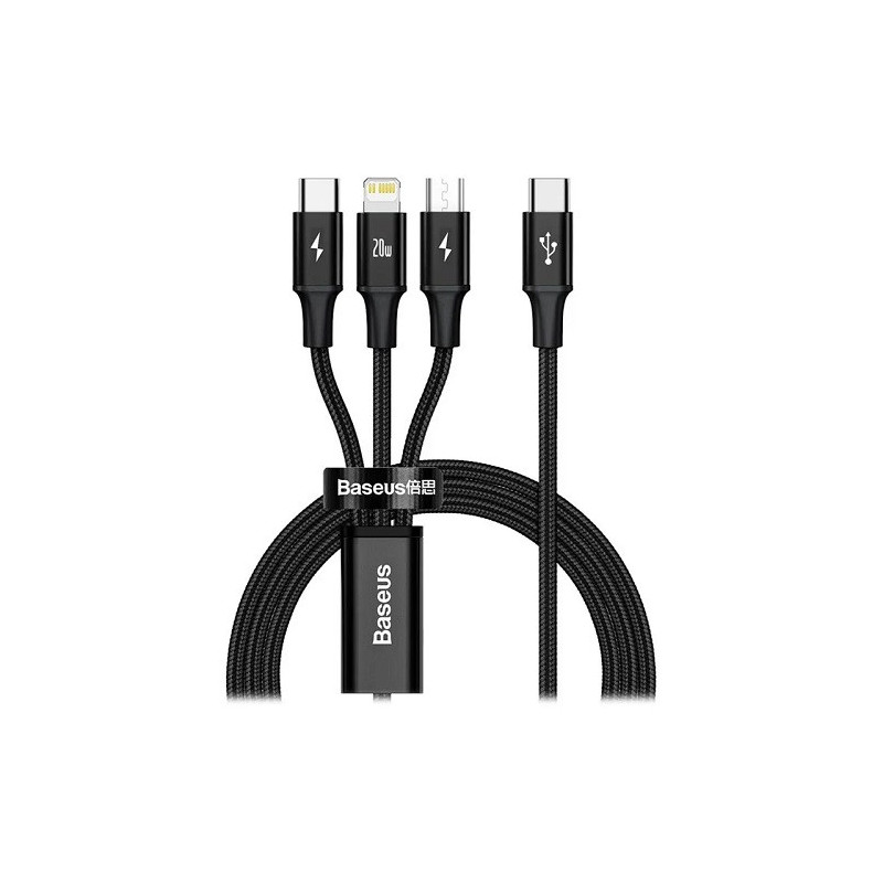 Baseus Rapid Series 3-in-1 Cable Type-C to M+L+C PD 20W