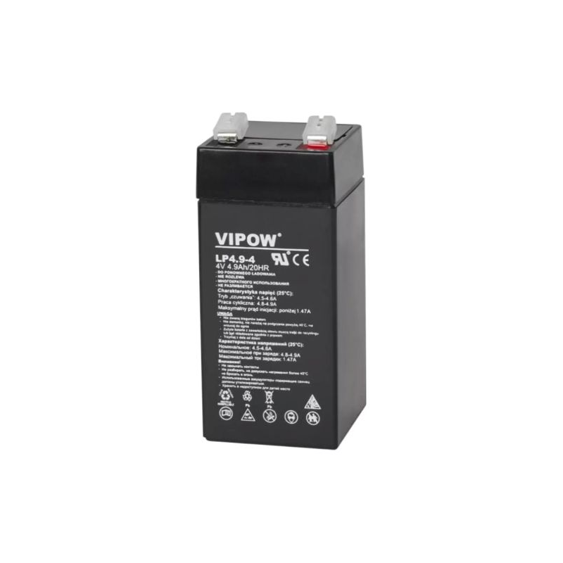 Bateria de Chumbo Pb Lead Acid - 4V 4.9A - (100x45x45) Vipow