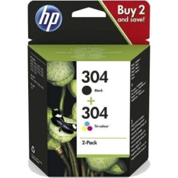 Pack Tinteiro Original HP 304 Cor/Preto