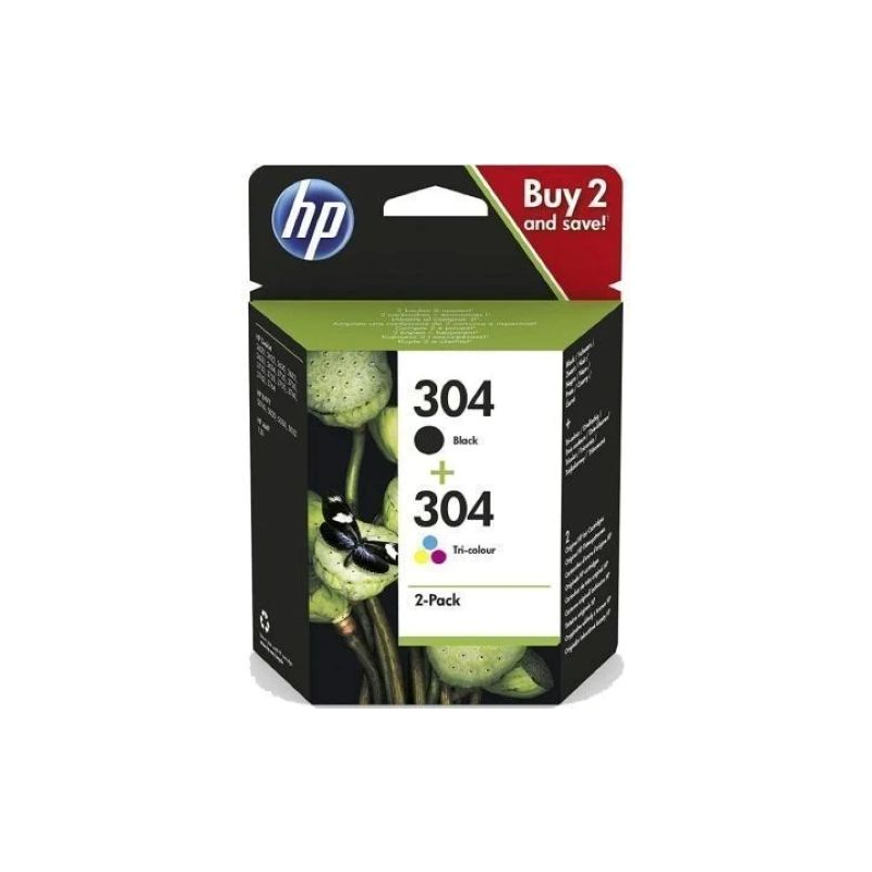 Pack Tinteiro Original HP 304 Cor/Preto