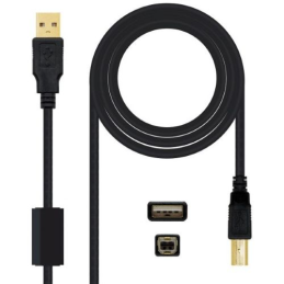 Cabo Nanocable USB tipo A + USB tipo B p/ impressoras (3 mts) - Preto