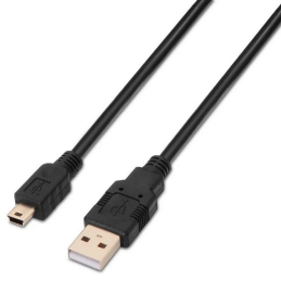 Cabo USB A Macho - Mini USB B Preto (1 metro) - AISENS