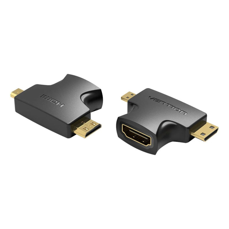 Adaptador Vention 2 em 1 HDMI Fêmea - Mini HDMI Macho - Micro HDMI Macho