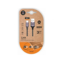 Cabo USB 2.0 Tipo-C Tech One Tech USB Tipo-C Macho - USB Macho 2m Cinza