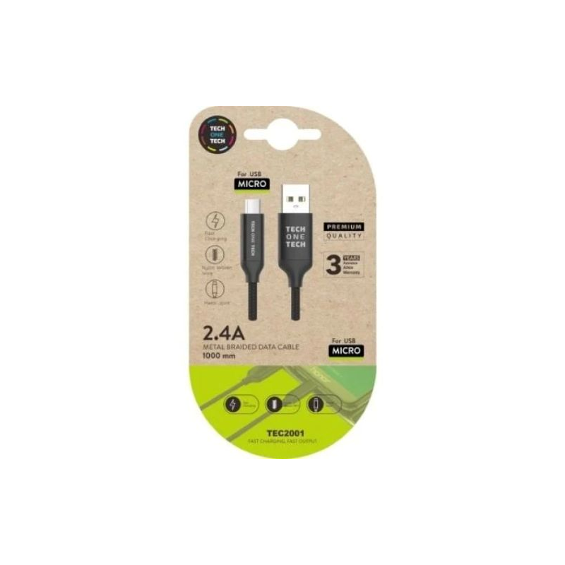 Cabo USB 2.0 Tech One Tech TEC2001 USB Macho - MicroUSB Macho 1m Preto