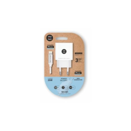 Carregador de Parede Tech One Tech 1xUSB Tipo-C + Cable Lightning 3A Branco