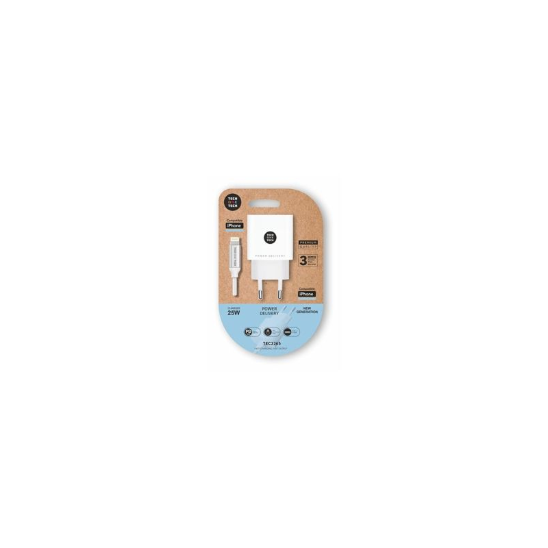 Carregador de Parede Tech One Tech 1xUSB Tipo-C + Cable Lightning 3A Branco