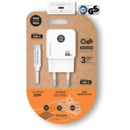 Carregador de parede Tech One Tech TEC2221 1 cabo USB Tipo C + 1 cabo USB Tipo C  20 W  Branco